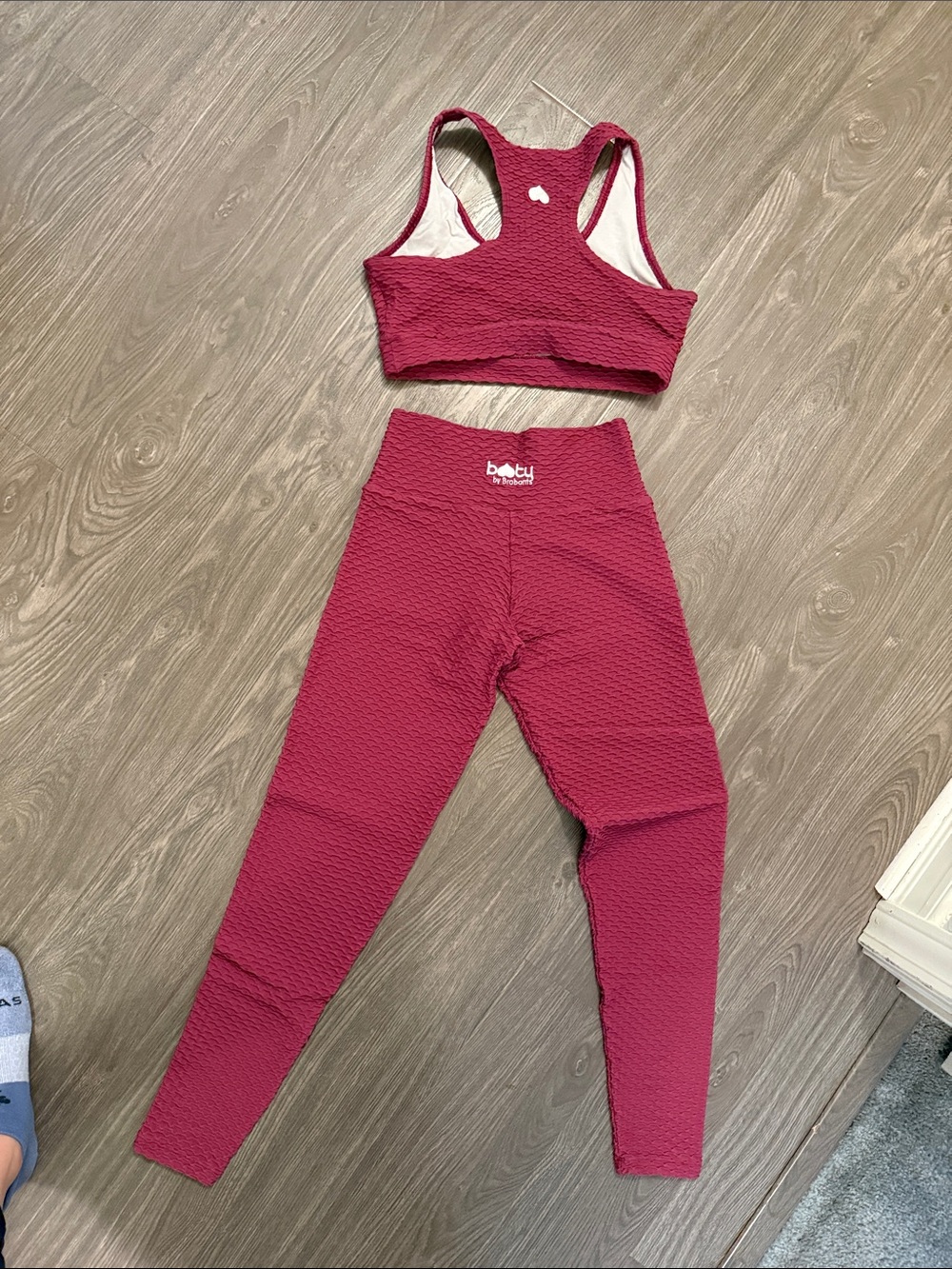 Booty by Brabants Berry Textured High-Waist Leggings & Racerback Sports Bra Set